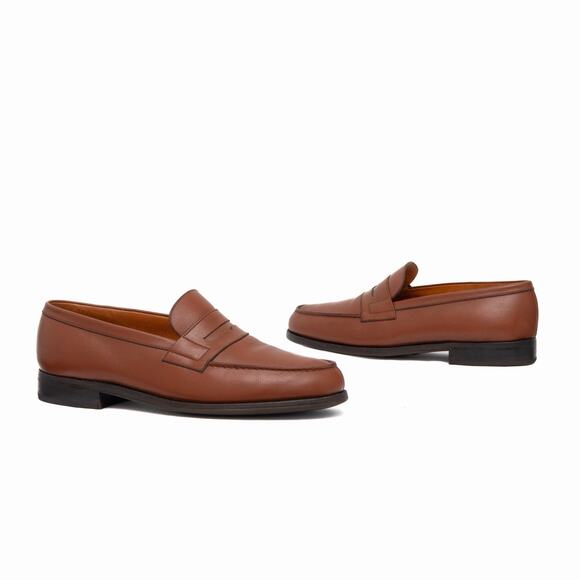 1k.$ J.M. Weston 180 Penny Loafers Brown Leather Handmade France UK 9.5 US 10.5E main image 11